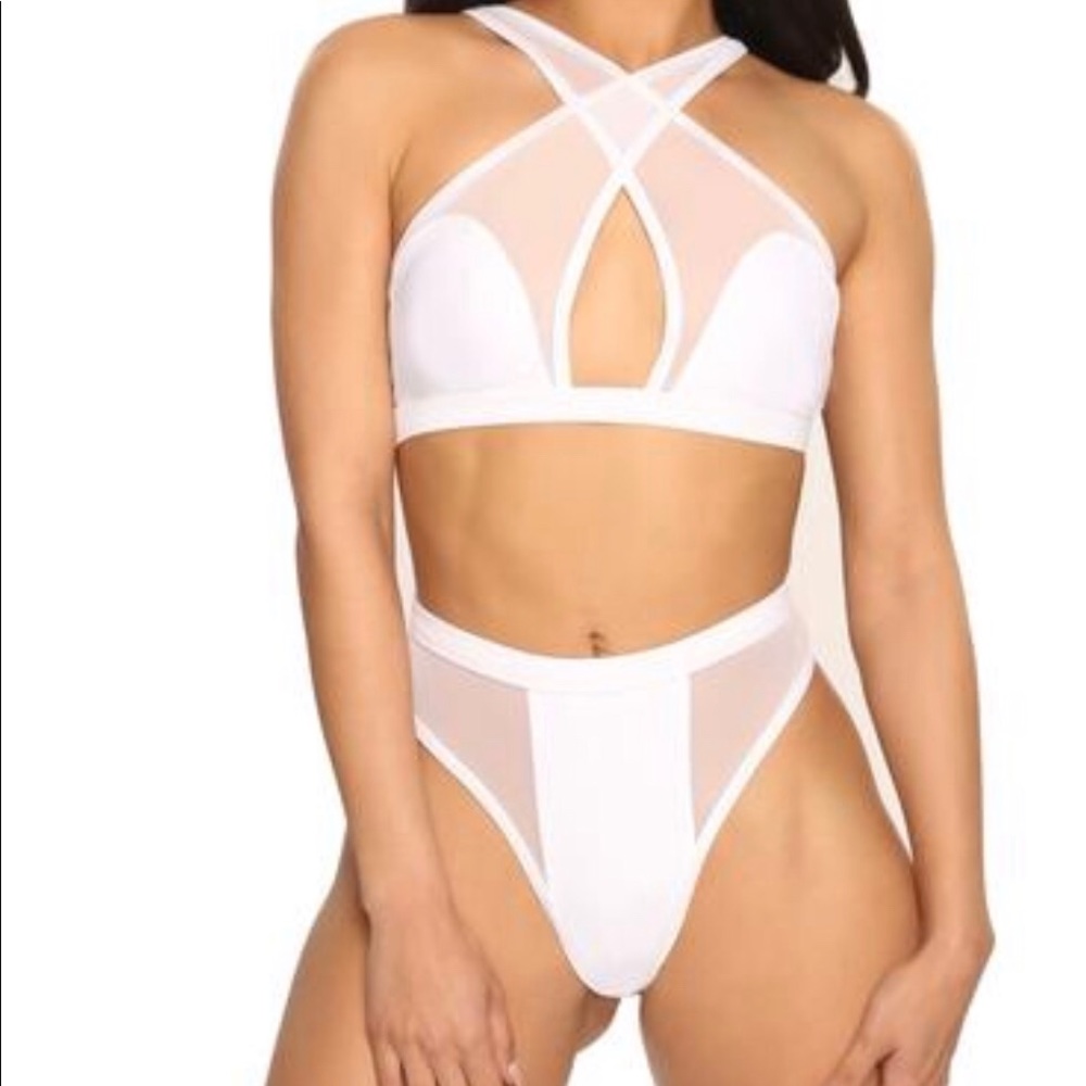 White halter swimsuit